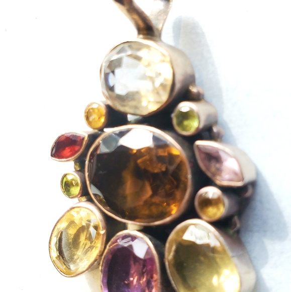 Statement semi precious stone and sterling pendant - Picture 2 of 4